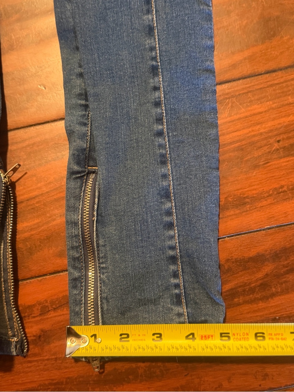 We The Free Mid Blue Paneled Skinny Jeans with Ankle Zips - Picture 4 of 8
